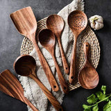 Handmade Wooden Kitchen Utensils 7-Piece Set