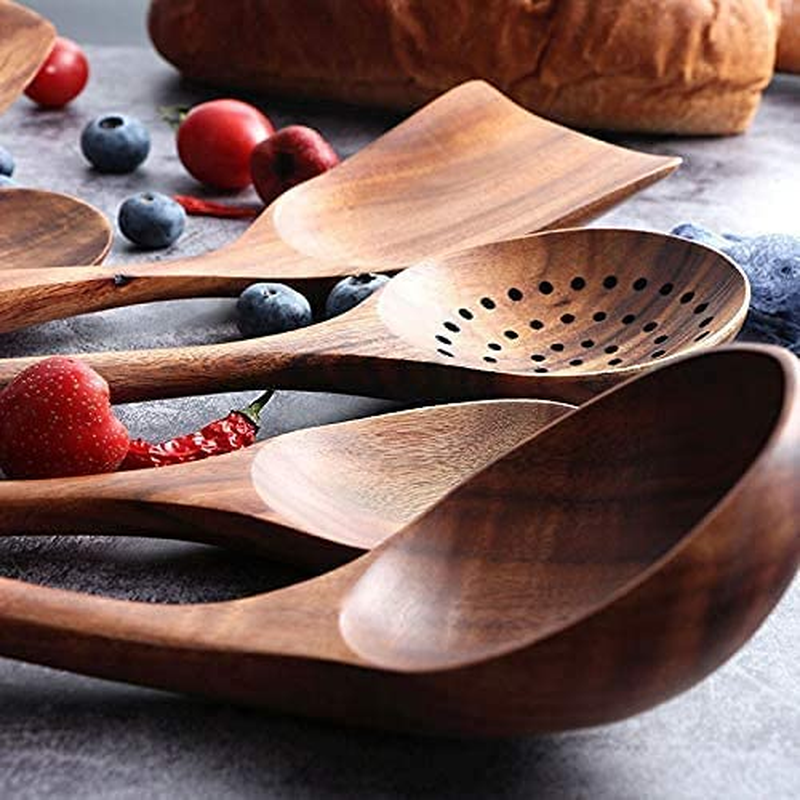 Handmade Wooden Kitchen Utensils 7-Piece Set