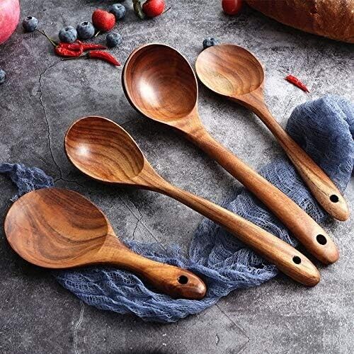 Handmade Wooden Kitchen Utensils 9-Piece Set